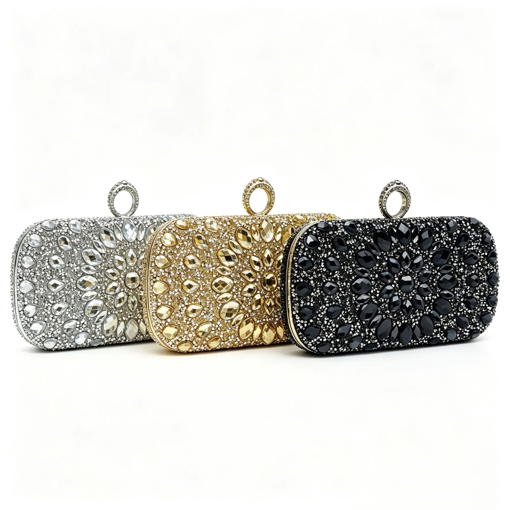 Wallet Chain Bag - Torebki wieczorowe z pełnymi diamentami, luksusowe