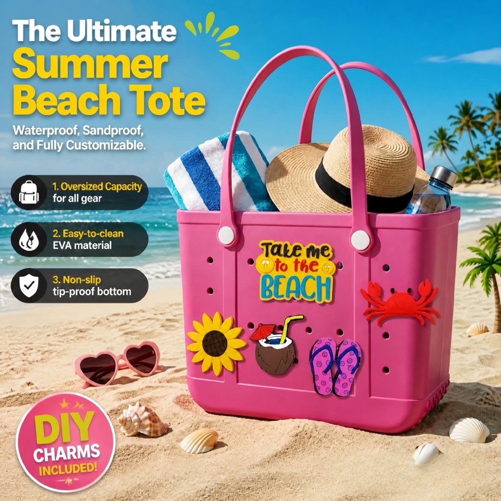 Women Accessories Bag - Damska, duża, gumowa torba plażowa, odporna