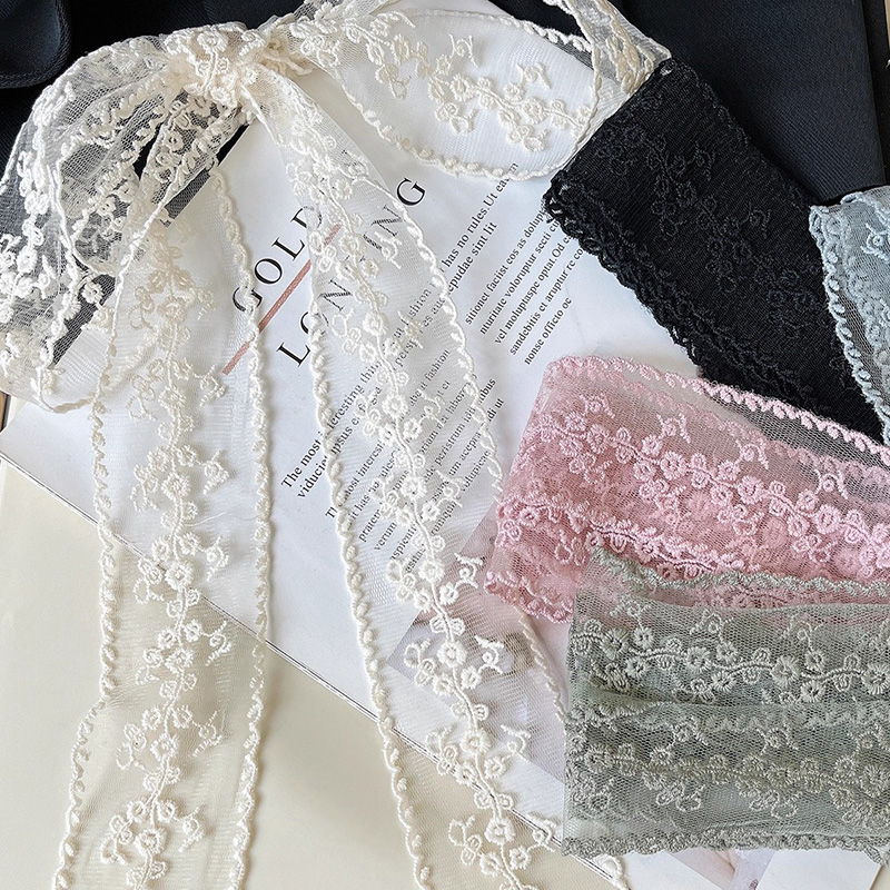 Women Accessories Bouquet - 1 jard kwiatowej, haftowanej koronki wstążki