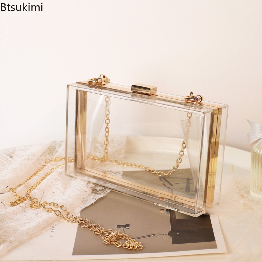 Wallet Chain Bag - Modne Przezroczyste Akrylowe Wieczorowe Kopertówki Damskie