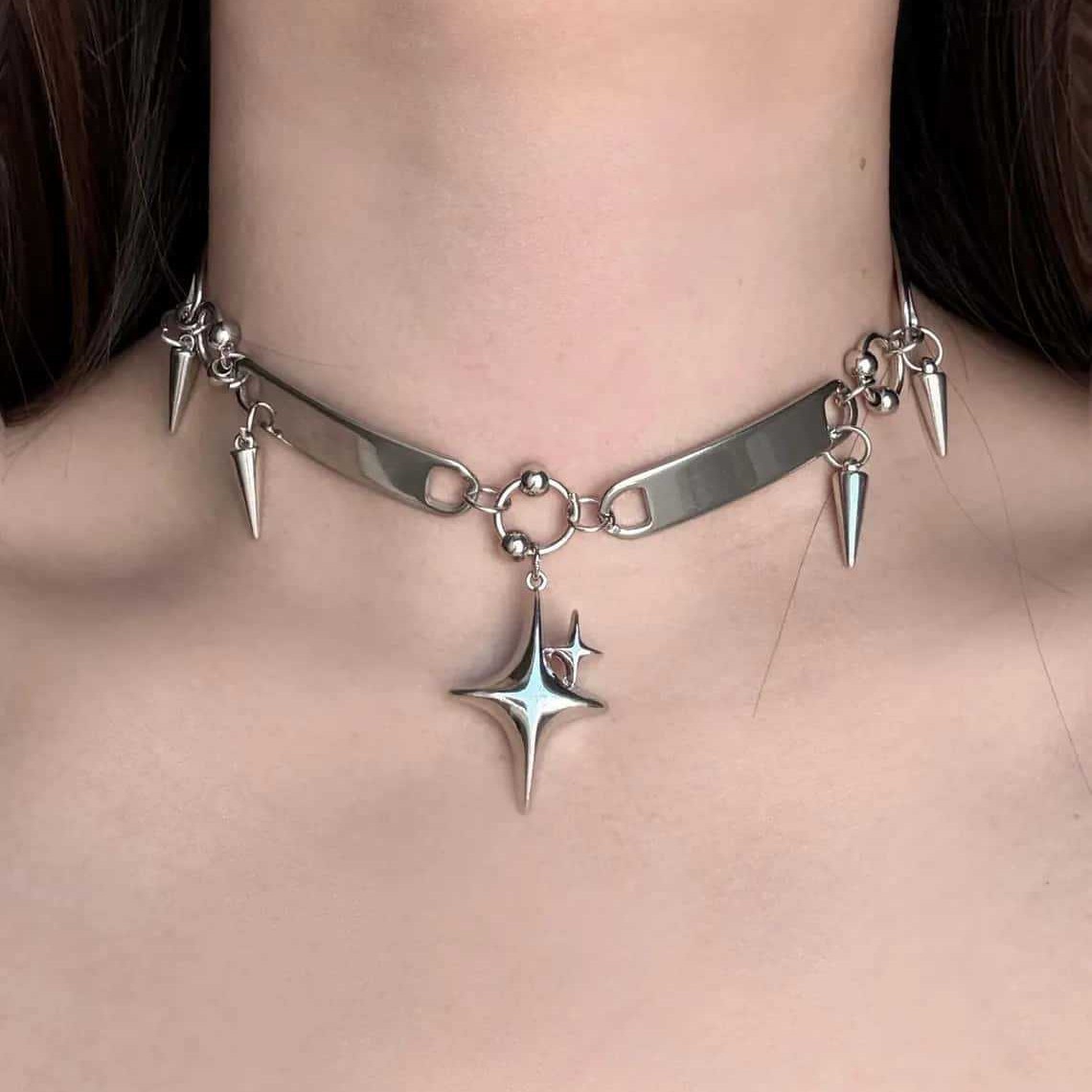 Punkowy choker z nitami, biżut – Women'S Accessories Designer recenzja i cena