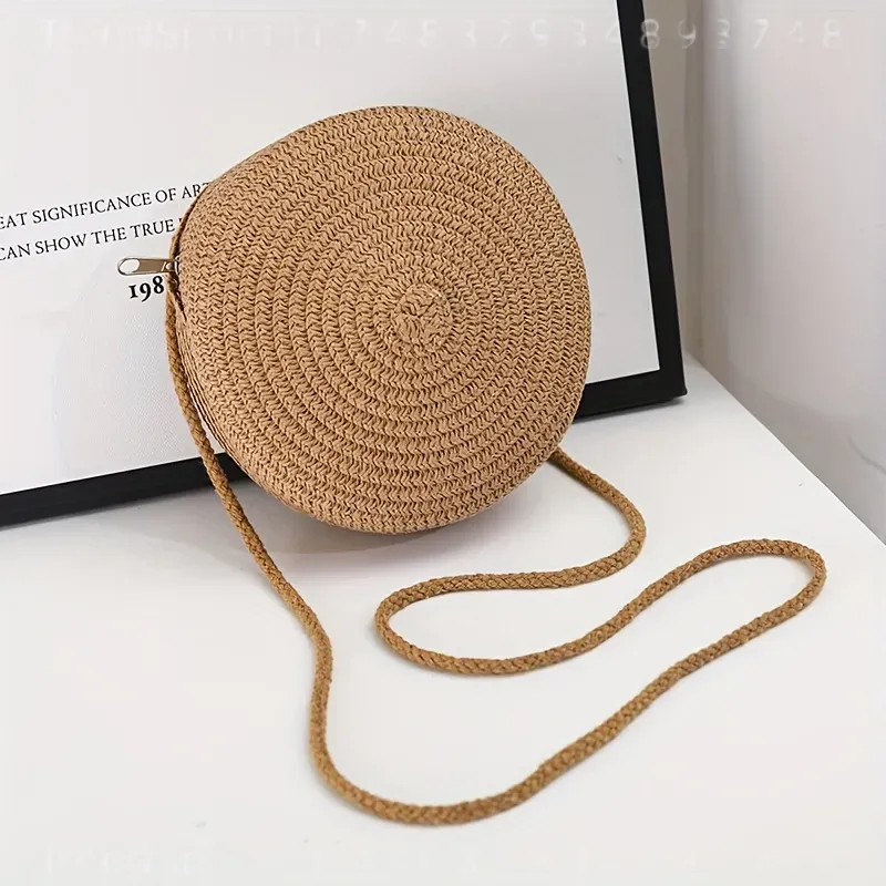 Okrągła tkana torba na ramię z – Women Accessories Bag recenzja i cena