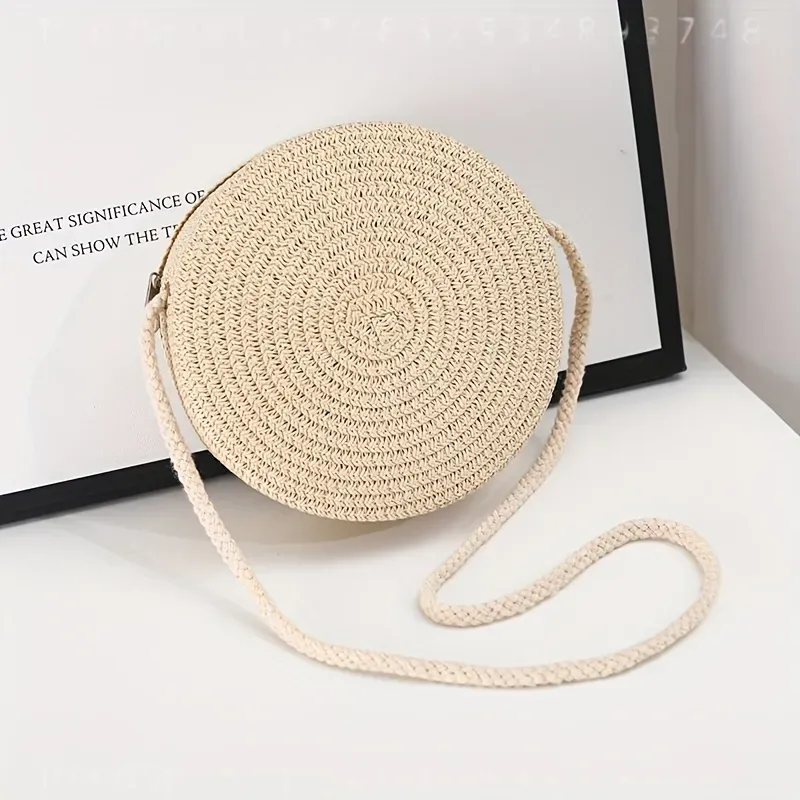 Okrągła tkana torba na ramię z – Women Accessories Bag recenzja i cena